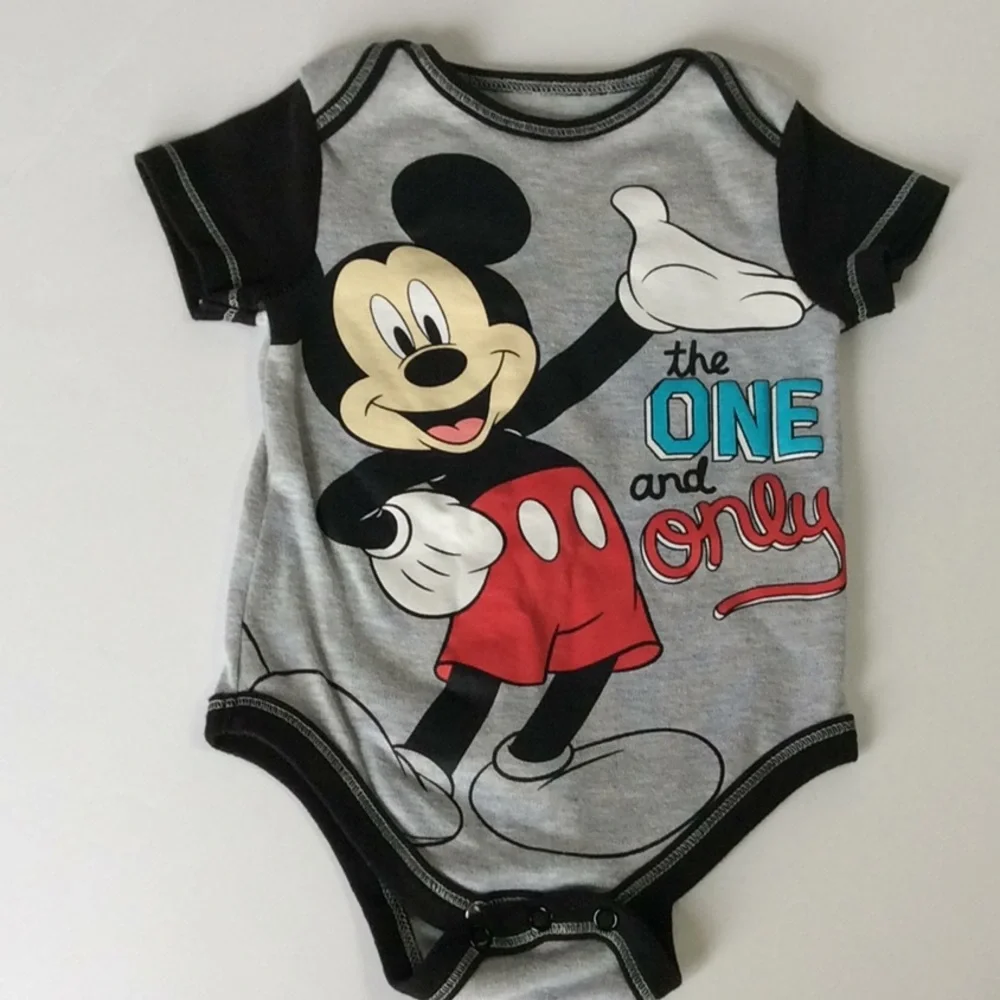 3 Boys Short sleeves 6-9 mo 2 Bodysuits Onesies Disney Mickey 1 Shirt Home Run